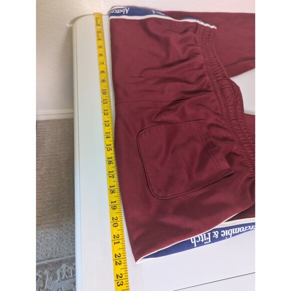 Abercrombie & Fitch Red Jogger Fleece Logo Side Stripe Sweatpants Men L Lounge - Picture 14 of 15